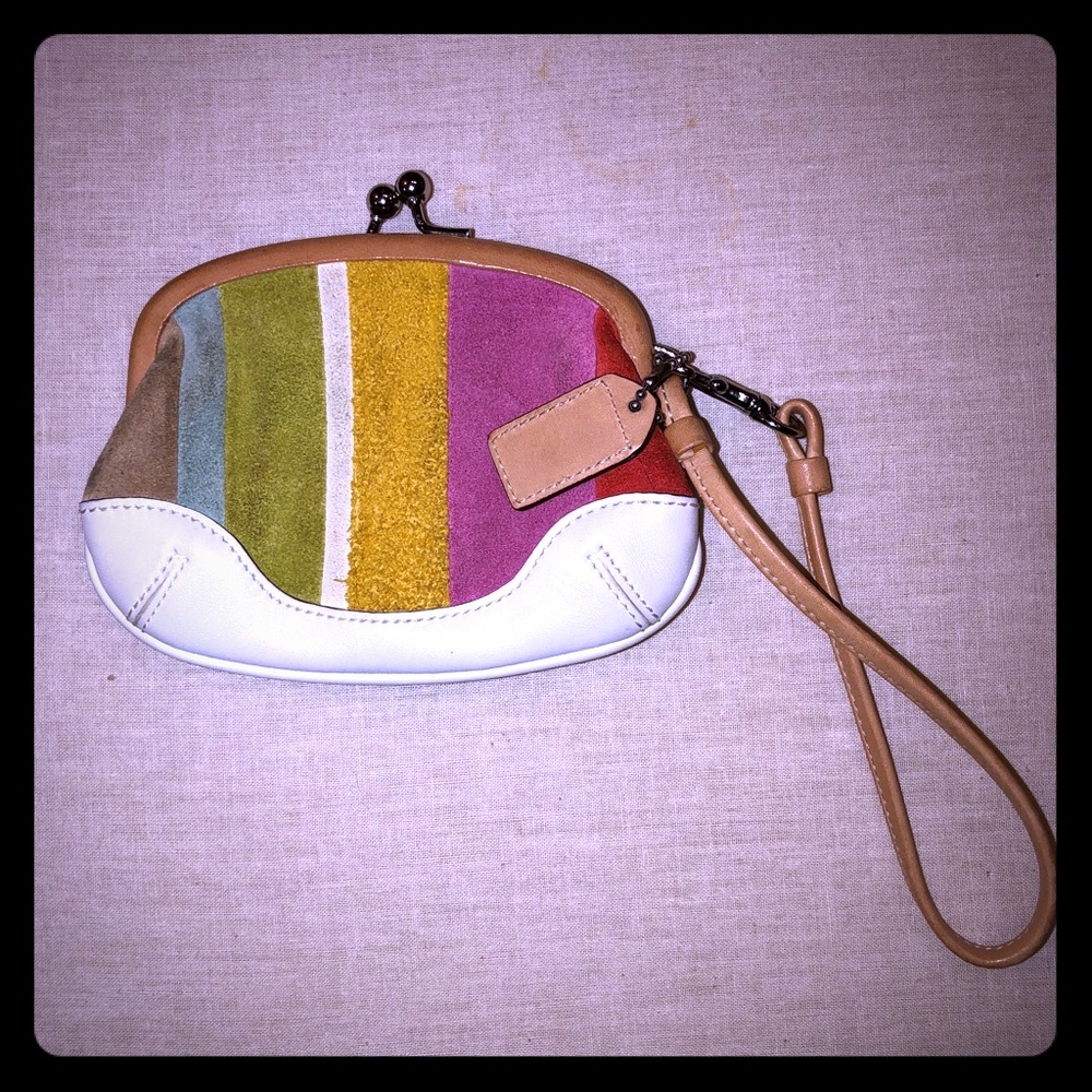 Coach Legacy Stripe Suede Wristlet - Multicolored